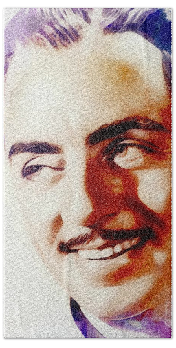 William Beach Towel featuring the painting William Powell, Movie Star by Esoterica Art Agency