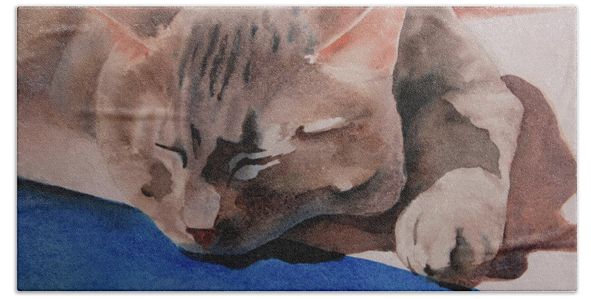 Cat Beach Towel featuring the painting Willow my Cat by Heidi E Nelson