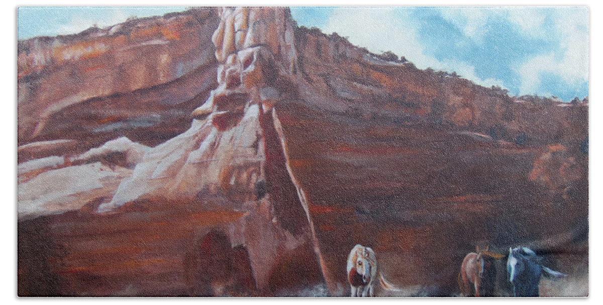 Wind Horse Canyon Prints Beach Sheet featuring the painting Wind Horse Canyon by Karen Kennedy Chatham