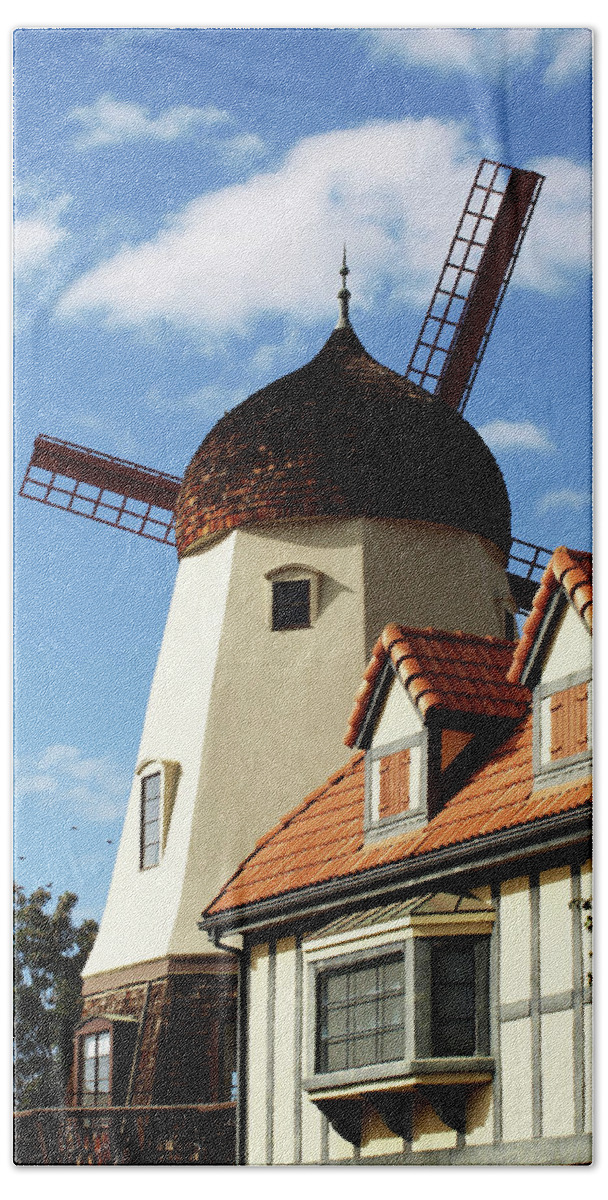 Windmill Beach Sheet featuring the photograph Windmill at Solvang, California by Mary Capriole