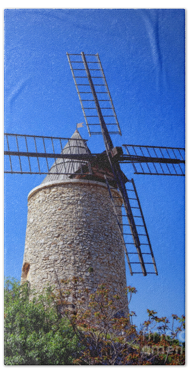 Provence Beach Towel featuring the photograph Windmill in Provence by Olivier Le Queinec