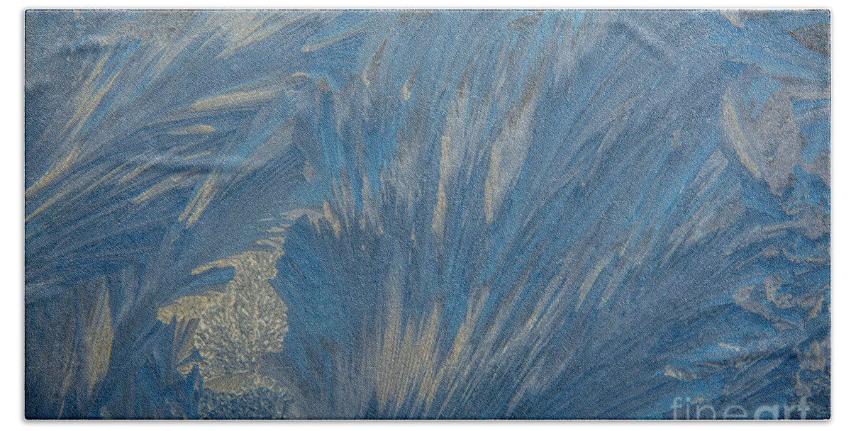 Cheryl Baxter Photography Beach Towel featuring the photograph Window Frost Art by Cheryl Baxter