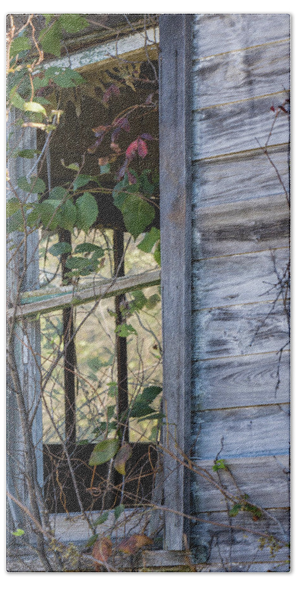 Abandoned Beach Towel featuring the photograph Windows to the Past by Holly Ross