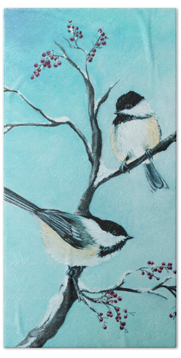 Chickadee's Beach Towel featuring the painting Windows View by Vivian Casey Fine Art