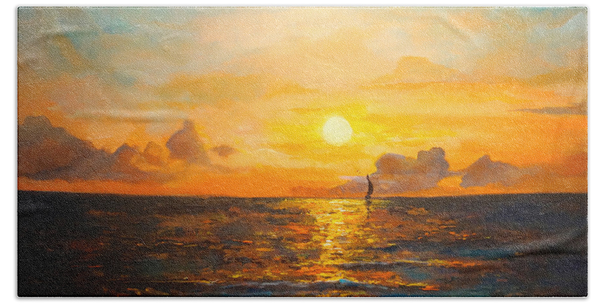 Sailing Beach Sheet featuring the painting Windward by Alan Lakin