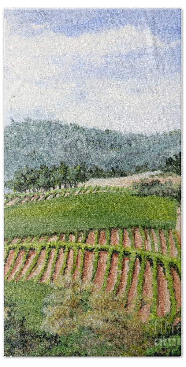 Agriculture Beach Towel featuring the painting Wine Country by Mary Palmer