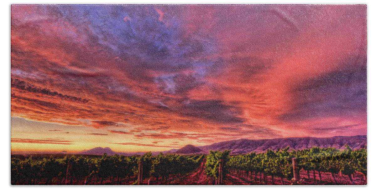 Edna Valley Beach Towel featuring the photograph Wine Country Sunset by Beth Sargent