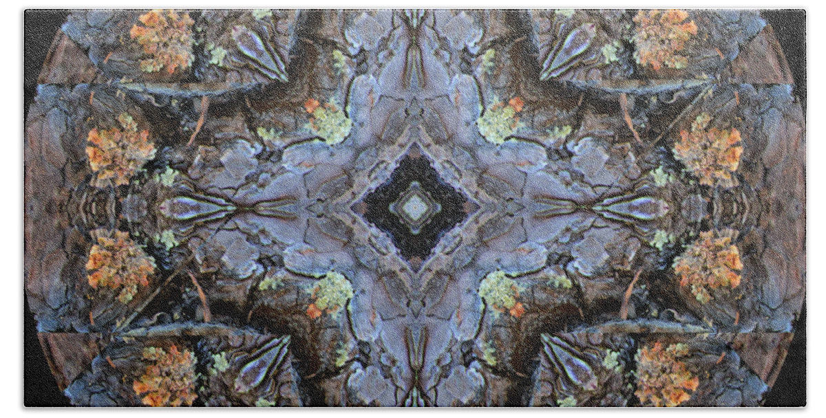 Mandala Beach Towel featuring the digital art Winged Creatures in a Star Kaleidoscope #1 by Julia L Wright