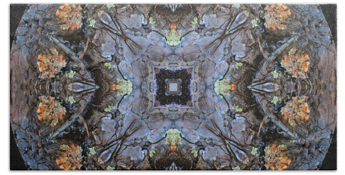 Mandala Beach Sheet featuring the digital art Winged Creatures in a Star Kaleidoscope #2 by Julia L Wright
