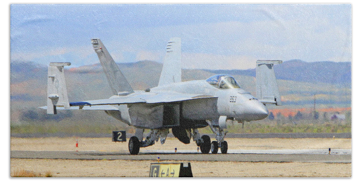 F/a-18 Beach Towel featuring the photograph Wings Folded by Shoal Hollingsworth
