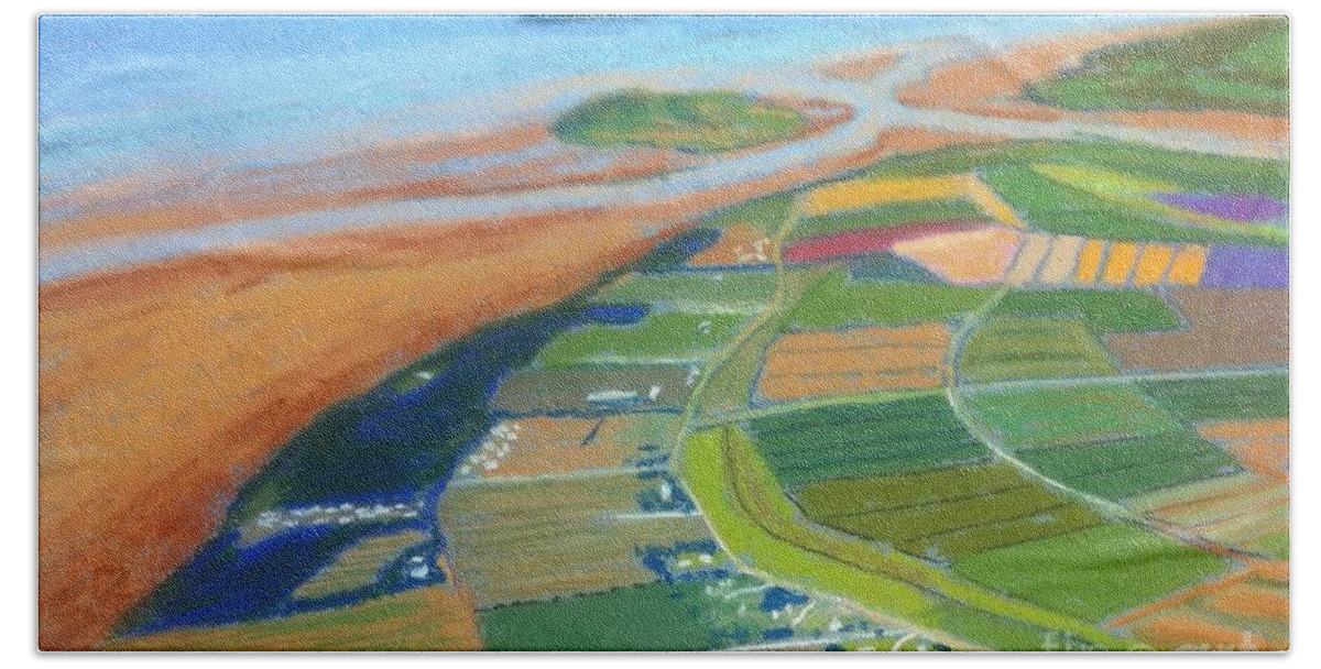Pastels Beach Sheet featuring the pastel Wings over Grand Pre' by Rae Smith
