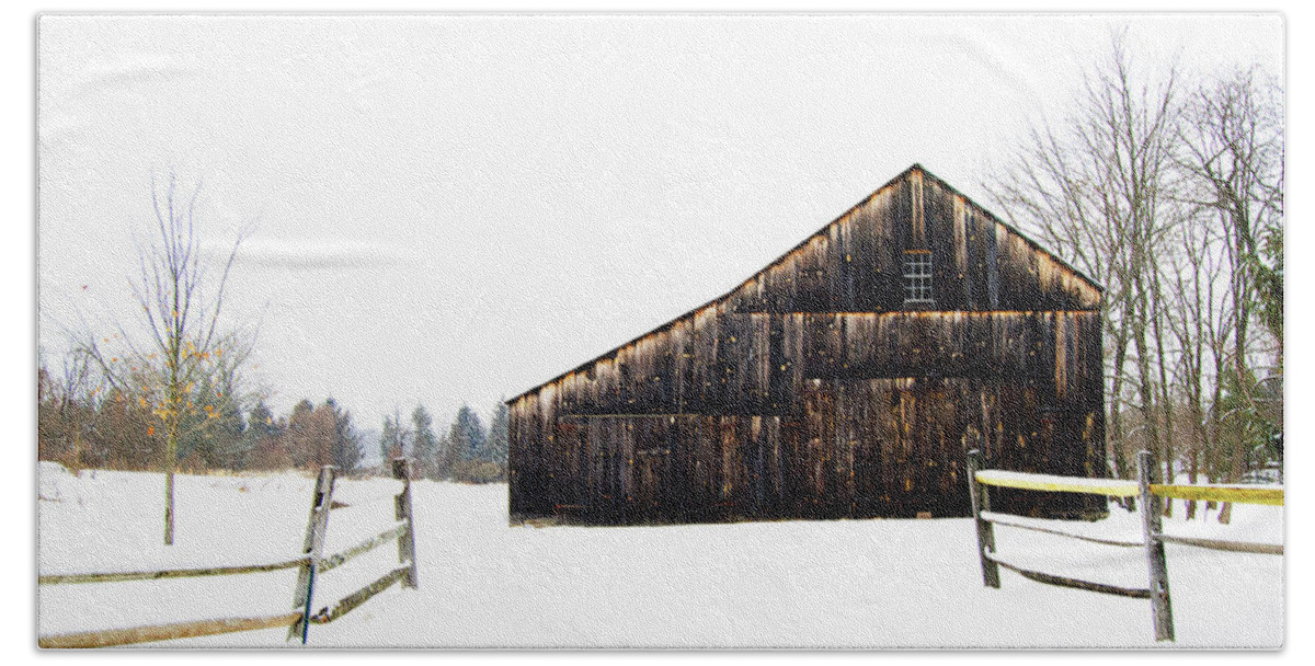 Barn Beach Sheet featuring the photograph Winter Barn by Elsa Santoro