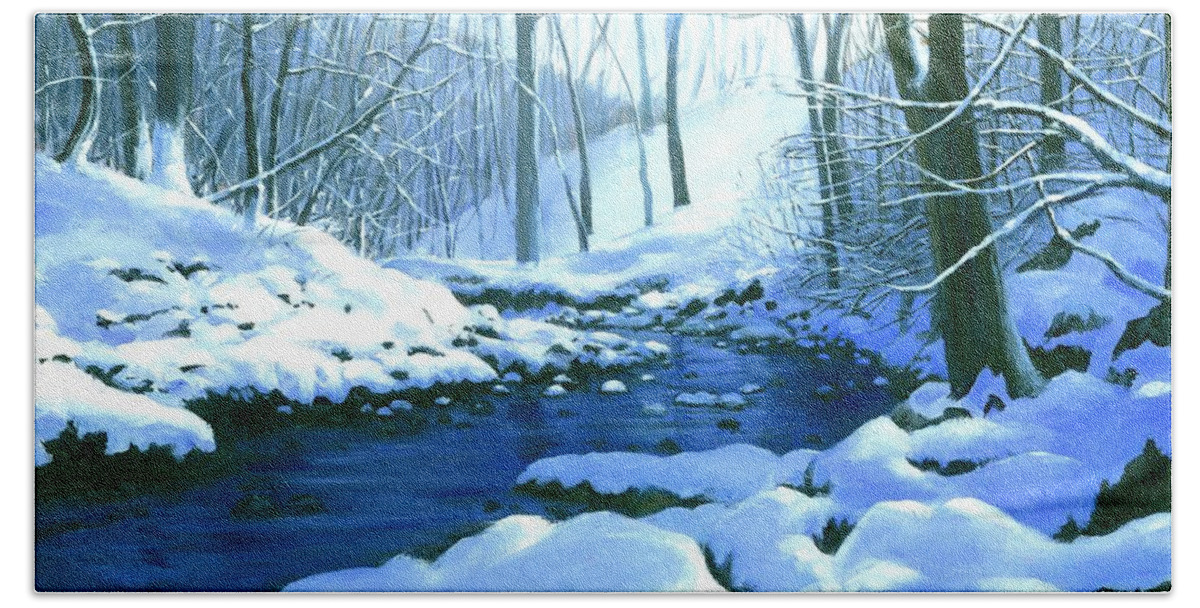 Snow Beach Towel featuring the painting Winter Blues by Michael Swanson