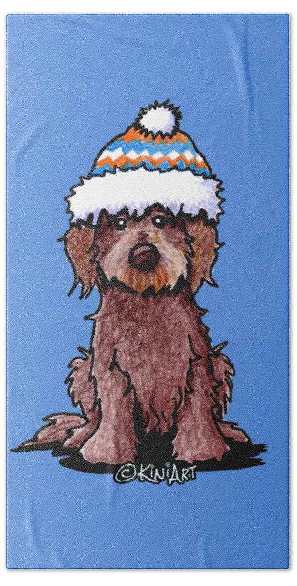 Doodle Beach Towel featuring the drawing Winter Chocolate Doodle by Kim Niles aka KiniArt