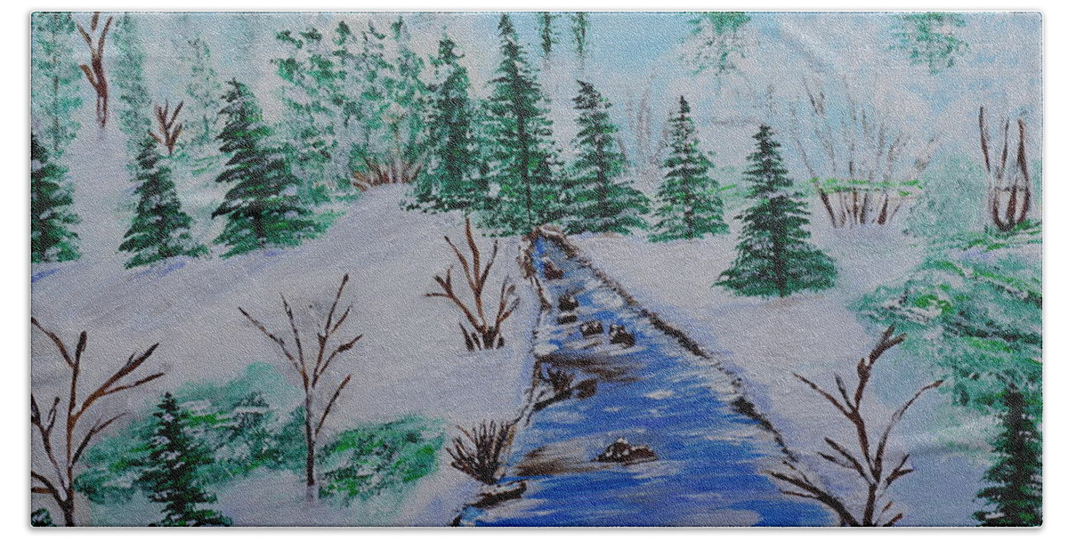 Snow Beach Towel featuring the painting Winter Calmness by Jimmy Clark