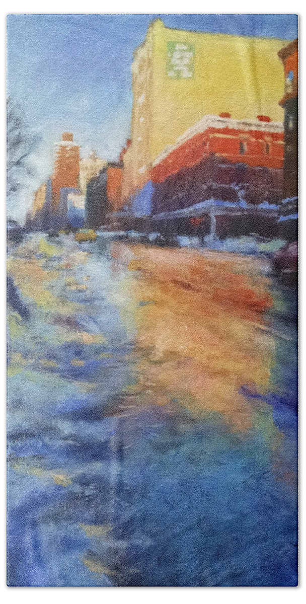 Landscape Beach Towel featuring the painting Winter Glow by Peter Salwen