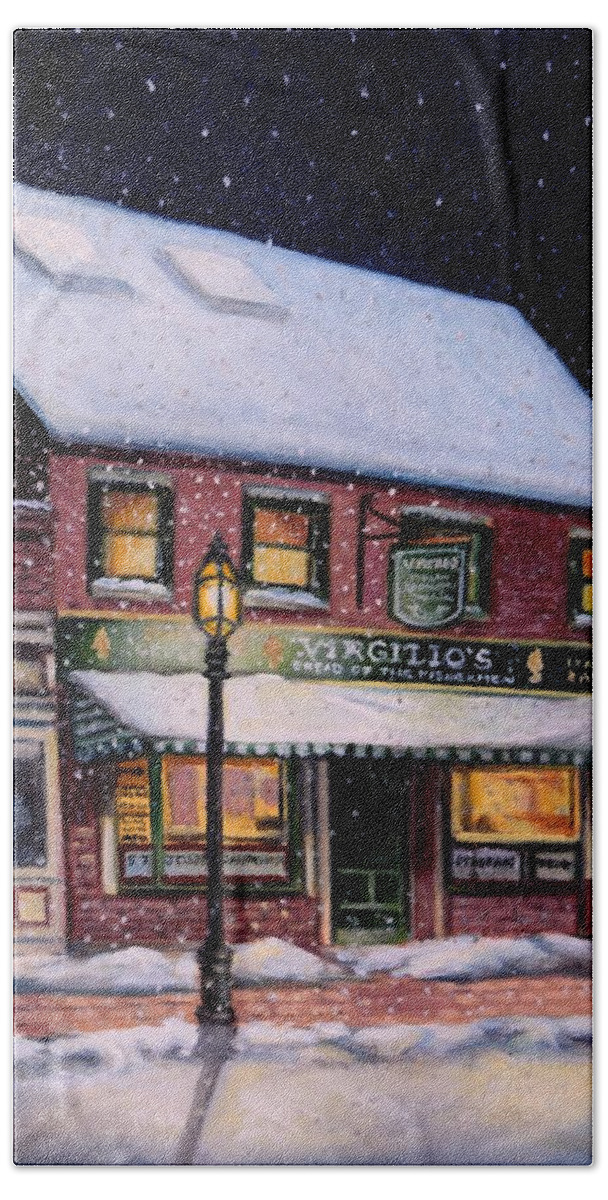 Gloucester Beach Towel featuring the painting Winter In The West End by Eileen Patten Oliver
