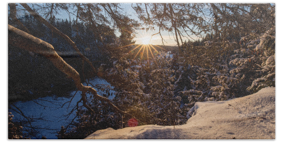 Bitter Beach Towel featuring the photograph Winter Morning Hike at Kakabeka Falls 5 by Jakub Sisak