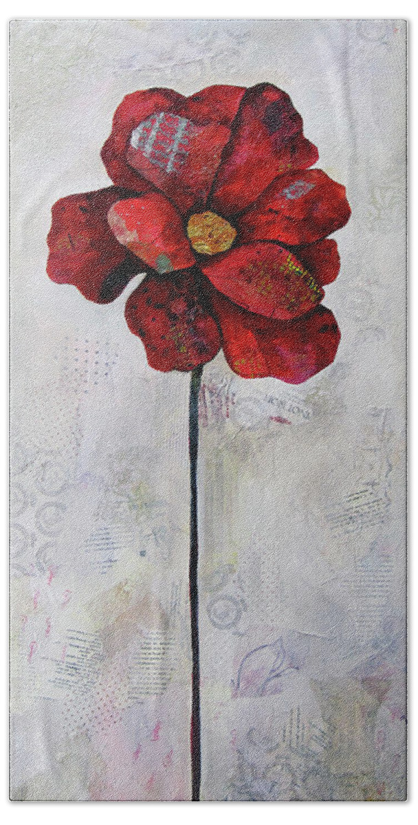 Winter Beach Towel featuring the painting Winter Poppy II by Shadia Derbyshire