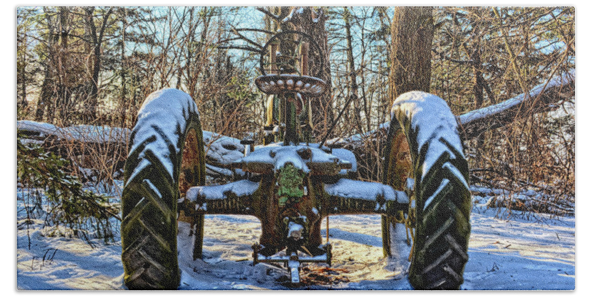 Tractor Beach Towel featuring the photograph Winter Rest by Bonfire Photography