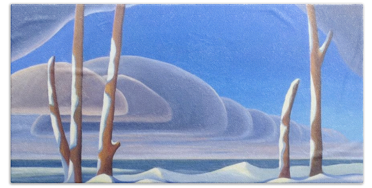Group Of Seven Beach Towel featuring the painting Winter Solace by Barbel Smith