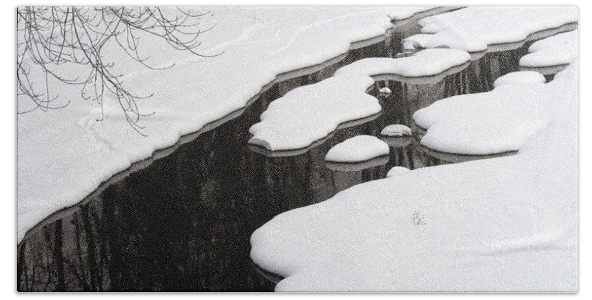 Winter Beach Sheet featuring the photograph Winter Stream by Paula Guttilla