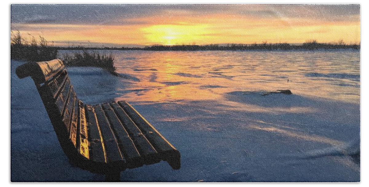 Winter Beach Towel featuring the photograph Winter Sunset by Cristina Stefan
