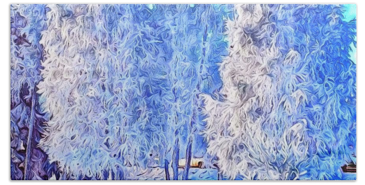 Trees Beach Towel featuring the digital art Winter Trees by Ronald Bissett