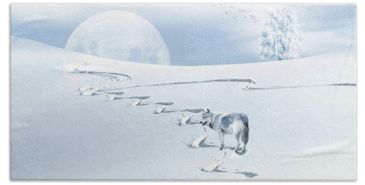 Wolf Beach Towel featuring the photograph Winter Wonderland - Wolf by Andrea Kollo