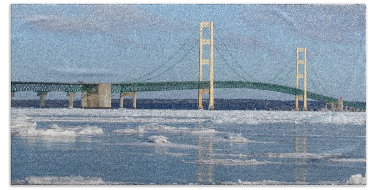 Ice Beach Sheet featuring the photograph Wintery Bridge by Keith Stokes