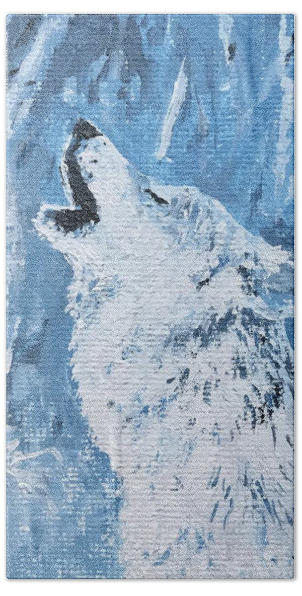 Wolf Beach Towel featuring the painting Wolf of the Tetons by ML McCormick
