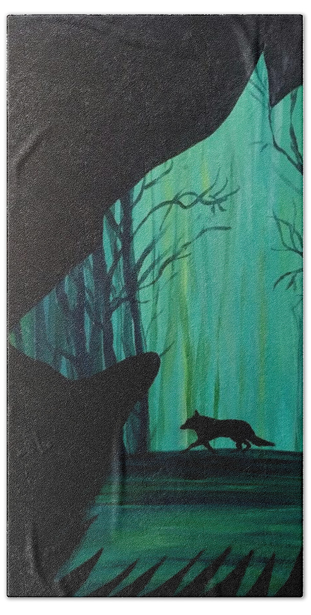Wolf Beach Towel featuring the painting Wolf View by Lynne McQueen
