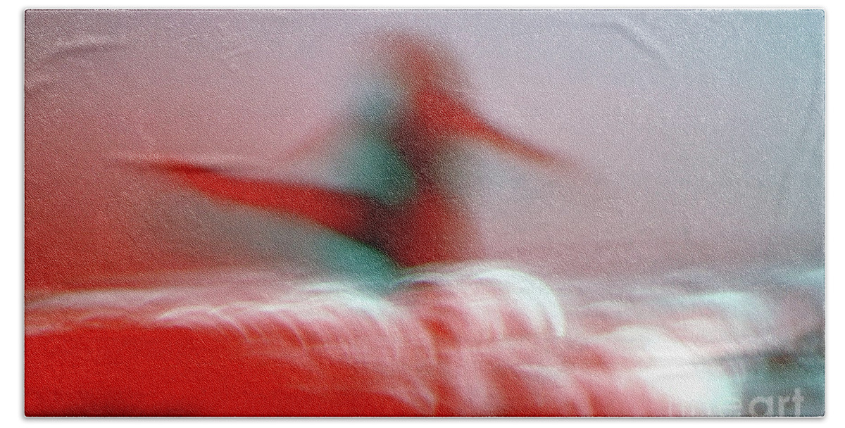Female Beach Sheet featuring the photograph Woman Dancing in Flying Stance by Wernher Krutein