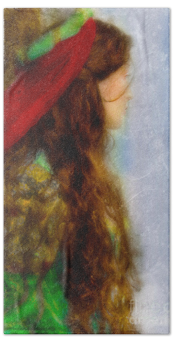 Woman Beach Towel featuring the photograph Woman in Medieval Gown by Jill Battaglia