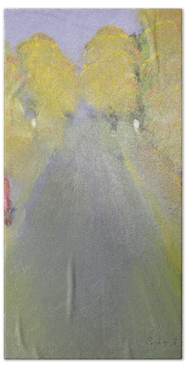 Woman Beach Sheet featuring the painting Woman Walking In Evening by David Bartsch