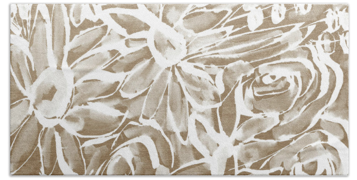 Wood Beach Sheet featuring the mixed media Wood And White Floral- Art by Linda Woods by Linda Woods