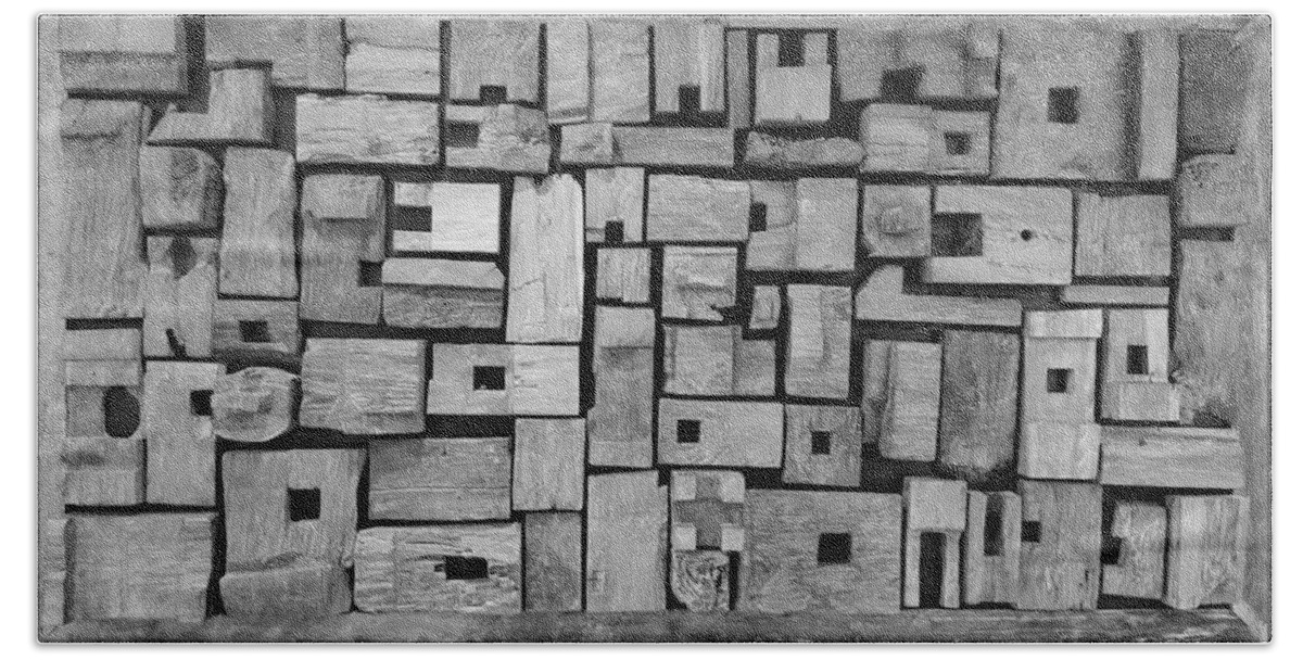 Wood Beach Towel featuring the photograph Wooden Blocks B W by Rob Hans