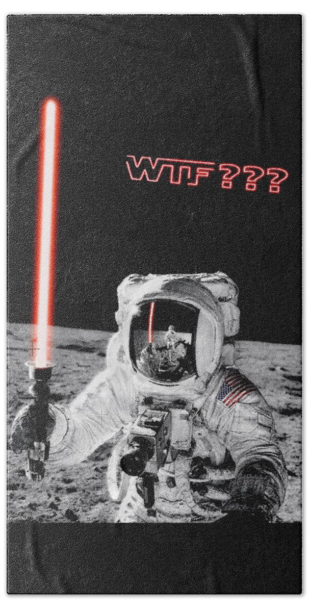 Wtf Beach Towel featuring the photograph WTF? Alan Bean Finds Lightsaber on the Moon by Weston Westmoreland