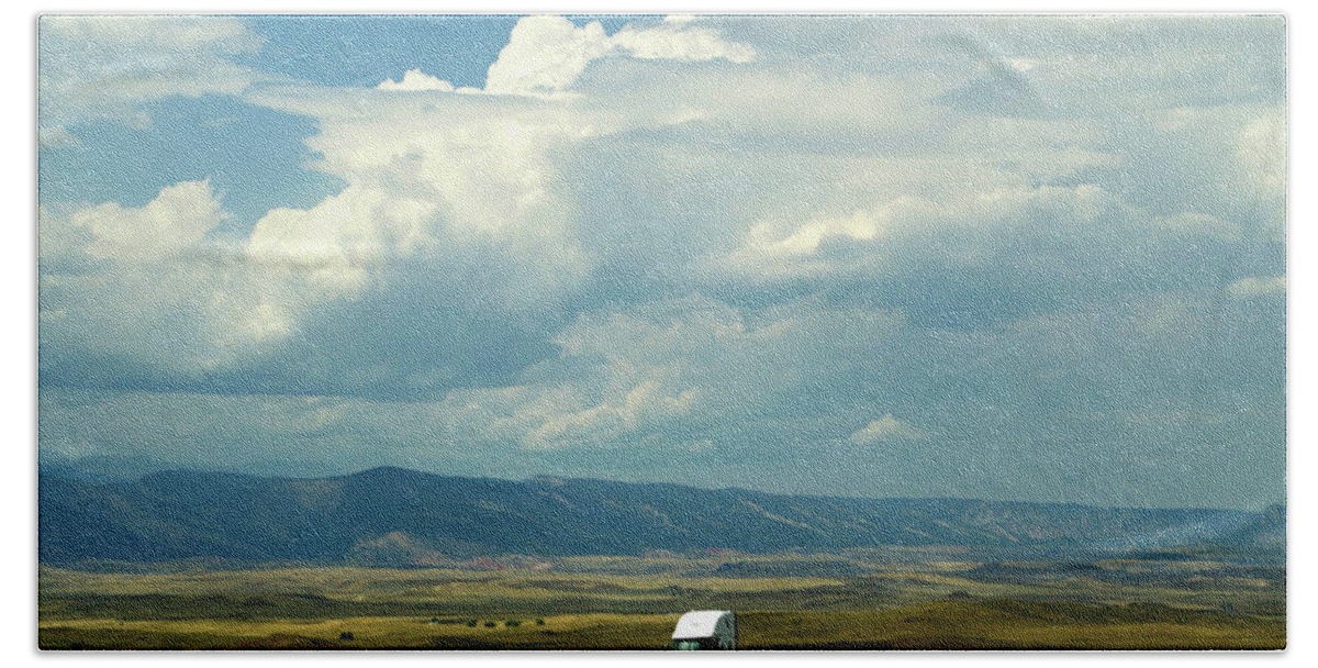 Wyoming Beach Towel featuring the photograph Wyoming August Clouds 01 by Thomas Woolworth