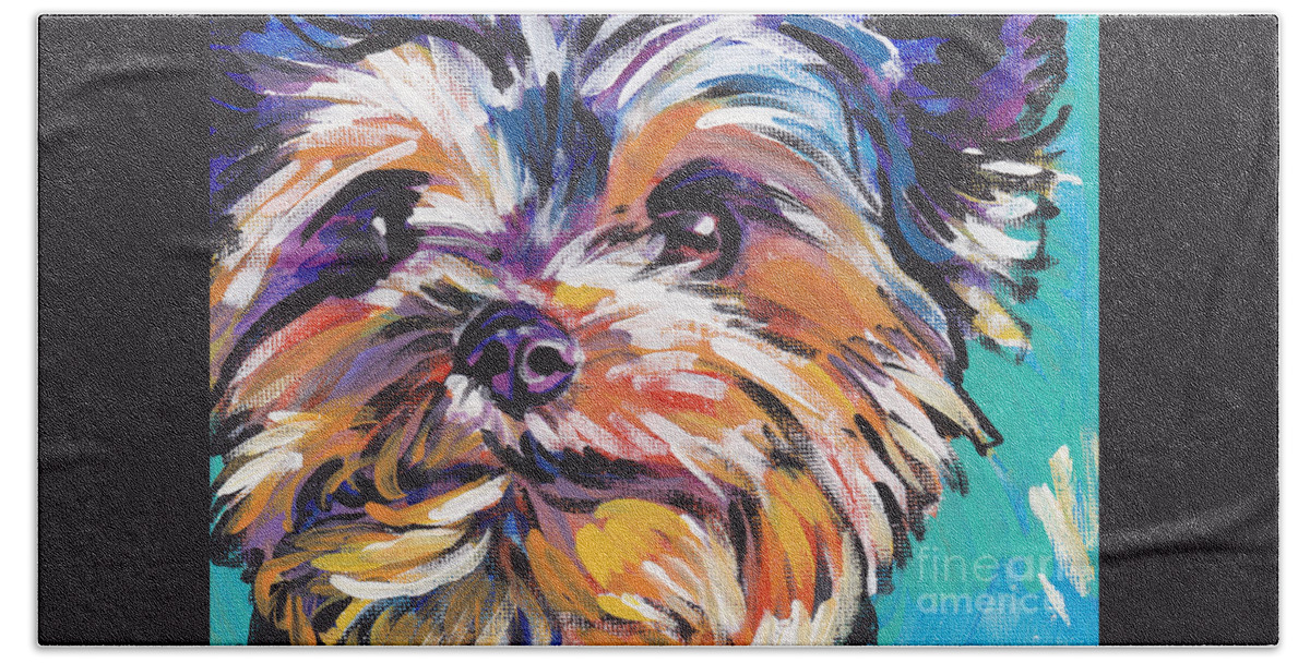 Yorkshire Terrier Beach Towel featuring the painting Yay Yorkie by Lea S