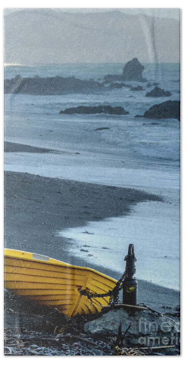 Beach Beach Towel featuring the photograph Yellow Boat by Werner Padarin