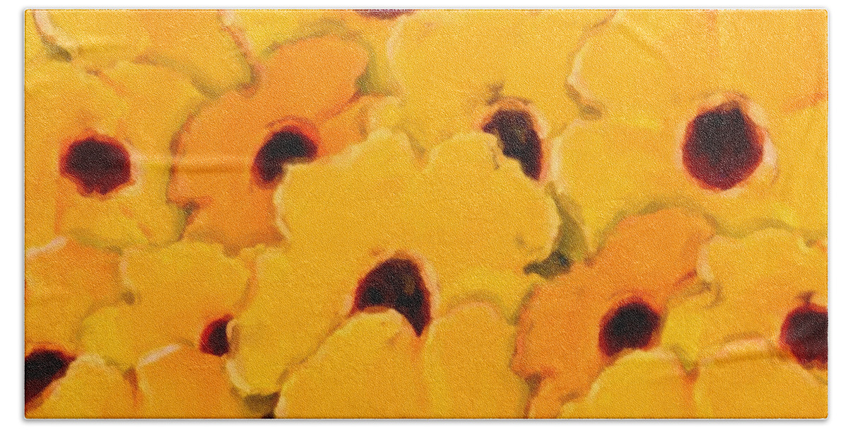 Flower Beach Sheet featuring the digital art Yellow Daisy Flowers by Smilin Eyes Treasures