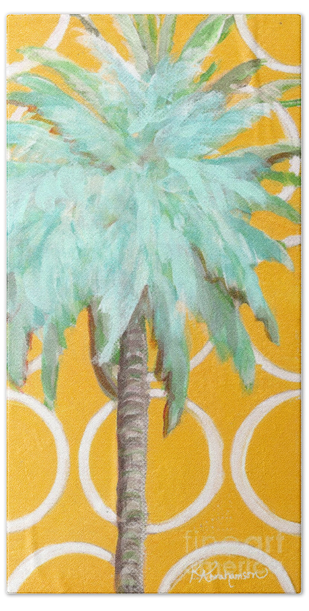 Yellow Beach Sheet featuring the painting Yellow Delilah Palm by Kristen Abrahamson