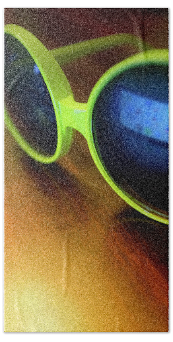 Goggles Beach Sheet featuring the photograph Yellow Goggles With Reflection by Carlos Caetano