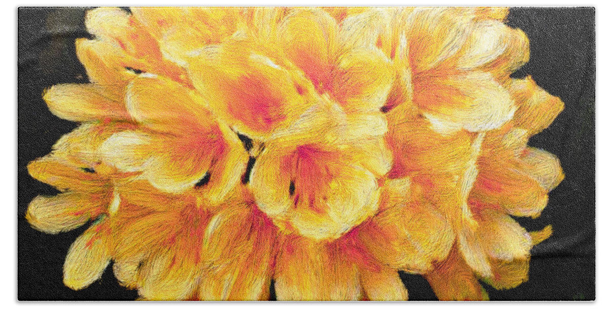 Bruce Beach Towel featuring the painting Yellow Orange Viburnum by Bruce Nutting