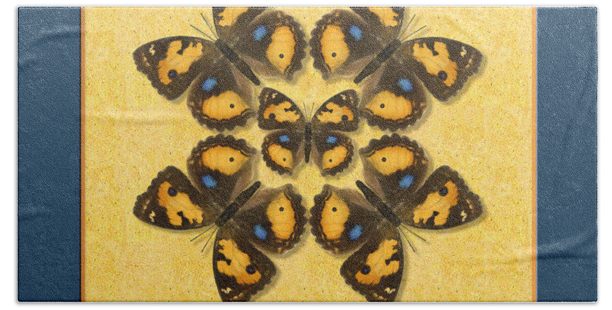 Butterfly Beach Towel featuring the photograph Yellow Pansy Butterfly Wheel by Melissa A Benson