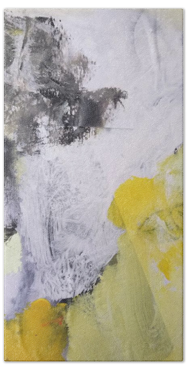 Abstract Beach Towel featuring the painting Yellow Winter by Patricia Byron