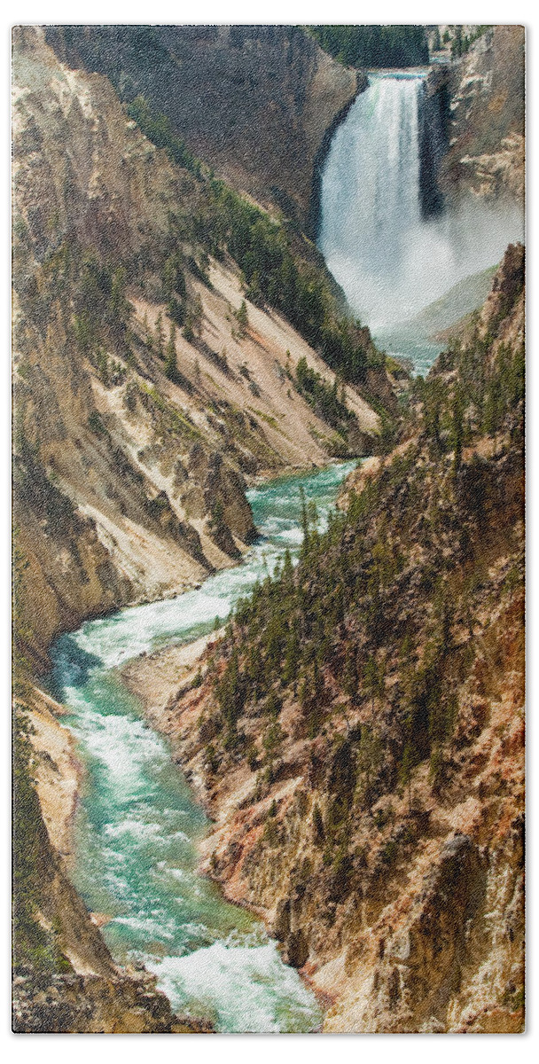 Yellowstone Beach Sheet featuring the photograph Yellowstone Waterfalls by Sebastian Musial