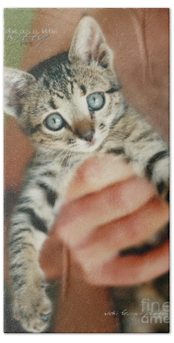 Vicki Ferrari Photography Beach Towel featuring the photograph Yiddie Kitten Hand by Vicki Ferrari