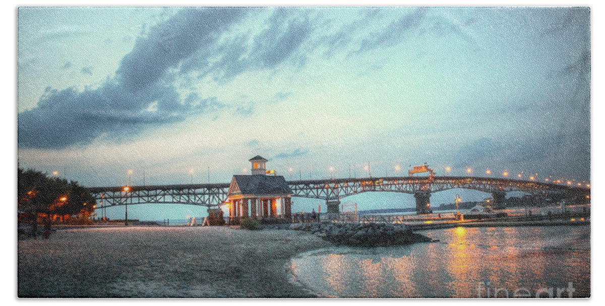Yorktown Beach Towel featuring the photograph Yorktown Virginia - Coleman Bridge by Dave Lynch